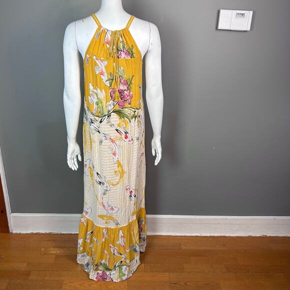 Anthropologie One September Dress Small Paradiso Halter boho embroidered Maxi - Picture 6 of 12